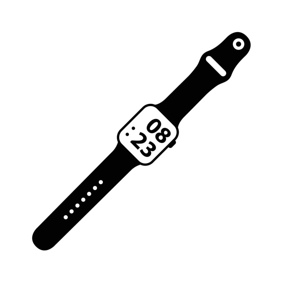 Smartwatch-Silhouette. Schwarz-Weiß-Icon-Design-Elemente auf isoliertem weißem Hintergrund vektor