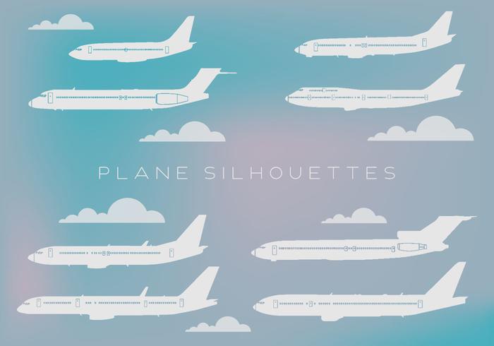 Gratis uppsättning olika slags flygplan Silhouettes Vector