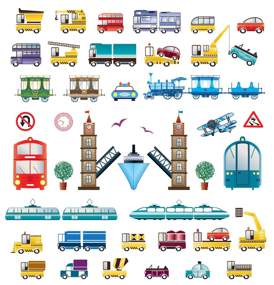 verschiedene Varianten eines Autotransports, Fahrzeugs vektor