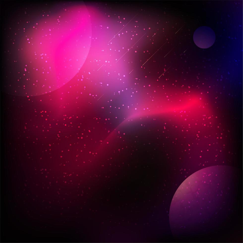 rosa yttre rymddesign med konstellationer och planeter vektor