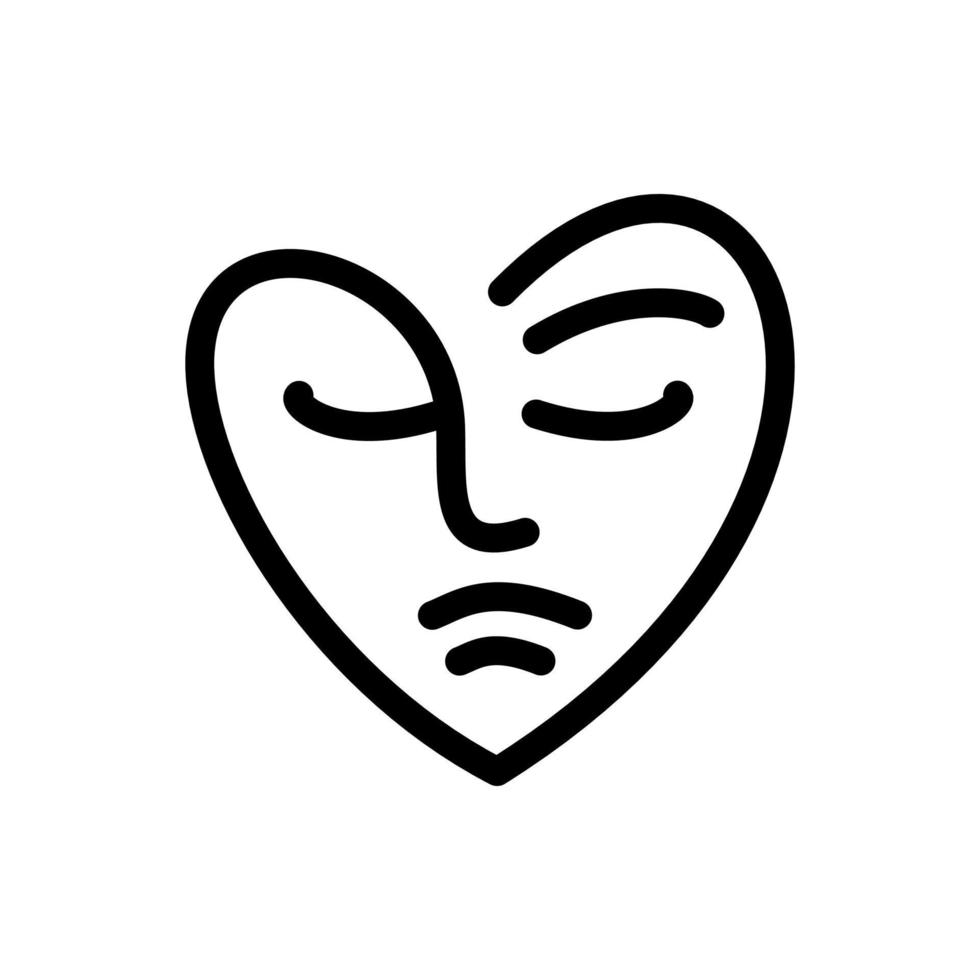 ledsen ansikte ikon. känslor i form av ett hjärta. psykologi - ansiktsuttryck. hjärta logotyp. hälsa koncept - vektor illustration isolerad på vit bakgrund
