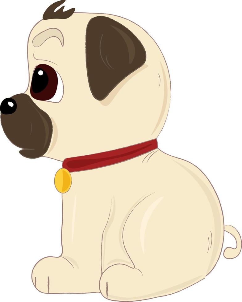 Abbildung eines Hundes, der ein rotes Halsband mit einem Medaillon trägt vektor