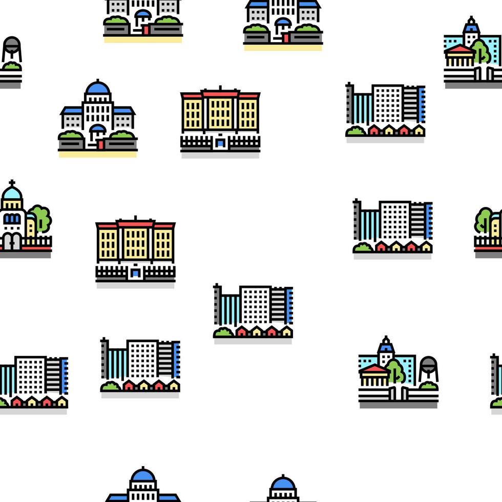 stad konstruktion och landskap vektor seamless mönster