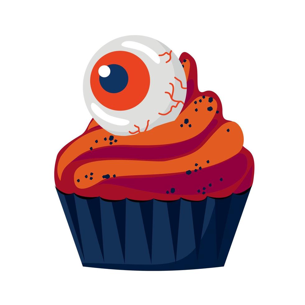 halloween cupcake med ett öga. vektor