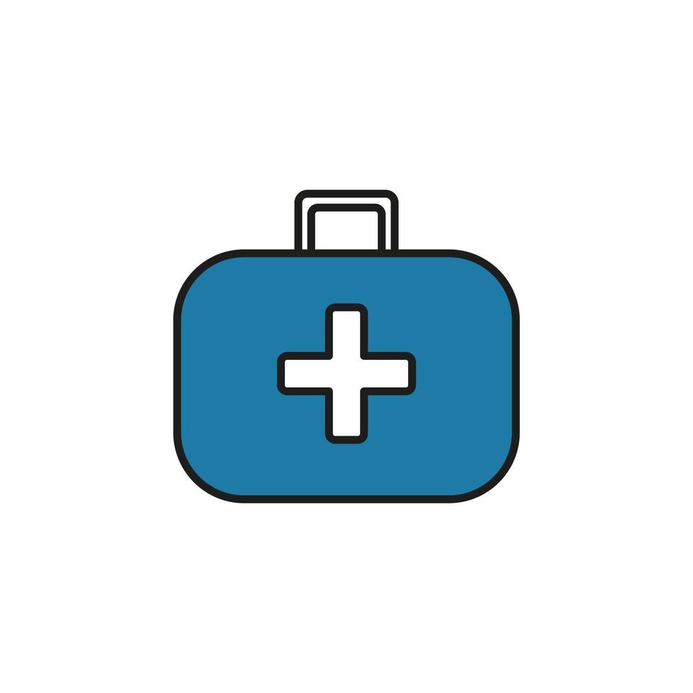 Sanitäter medizinischer Koffer Symbol Leitung Vektor Illustration