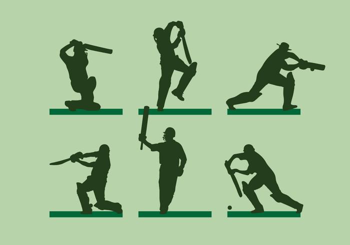 Cricket spelare silhoutte vektor