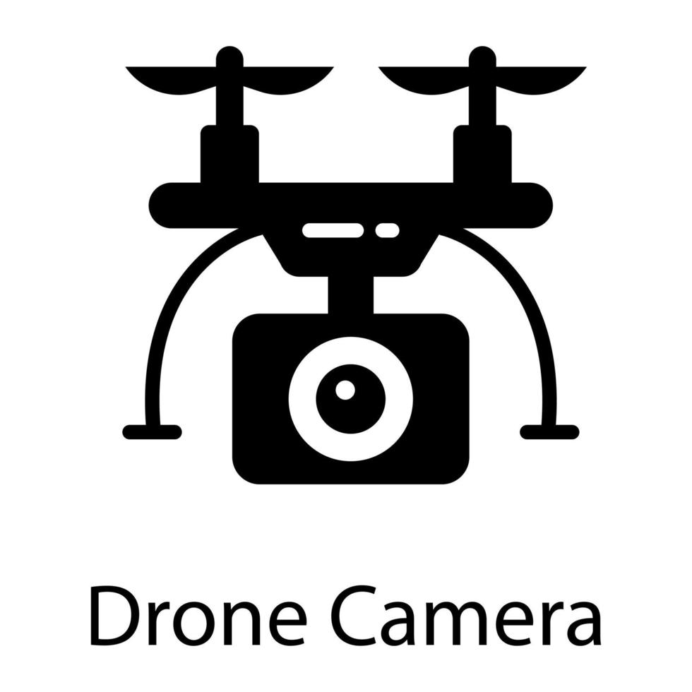 Drohnenkamera-Glyphensymbol isoliert auf weißem Hintergrund vektor