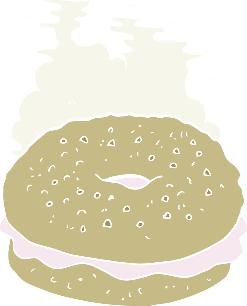 platt färgillustration av en tecknad bagel vektor