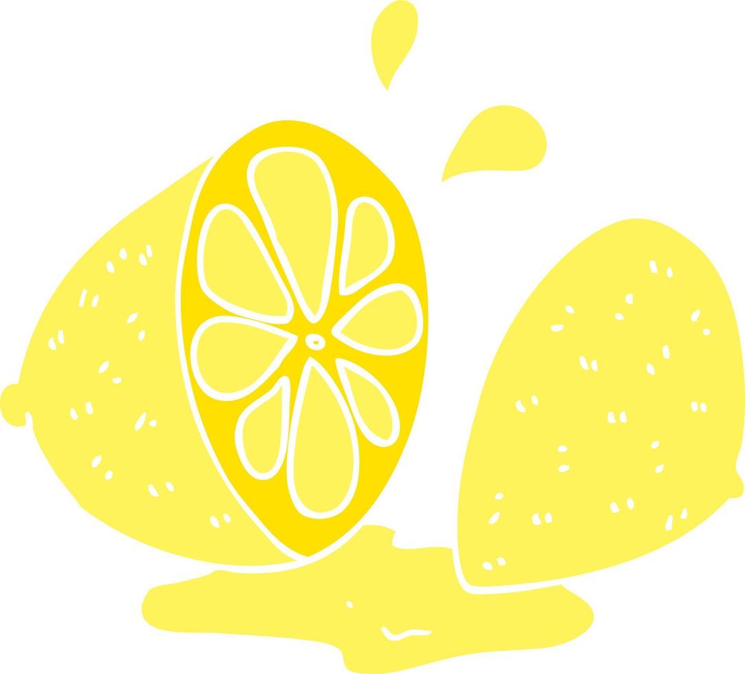 platt färg illustration av en tecknad skär citron vektor