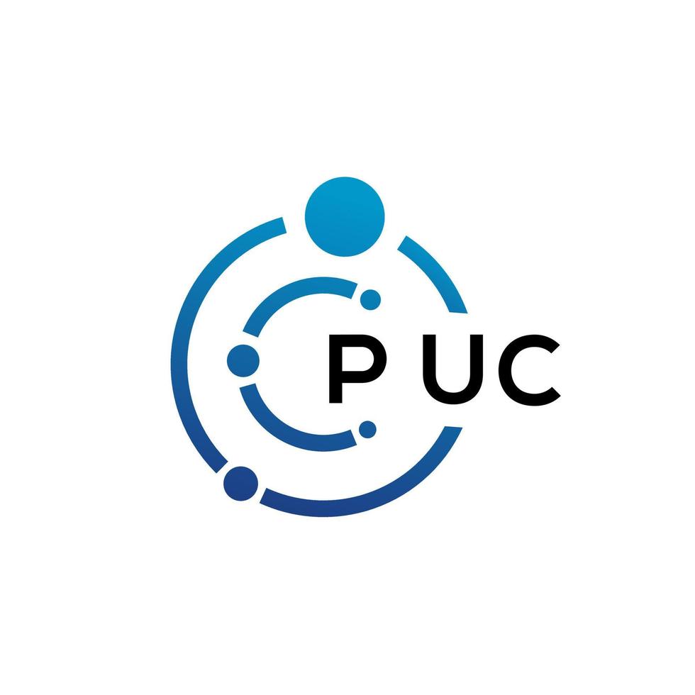 PUC-Buchstaben-Technologie-Logo-Design auf weißem Hintergrund. puc kreative Initialen schreiben es Logo-Konzept. PUC-Buchstaben-Design. vektor