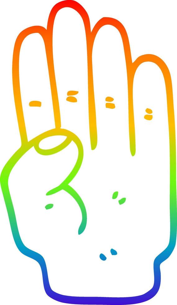 Regenbogen-Gradientenlinie Zeichnung Cartoon-Hand vektor