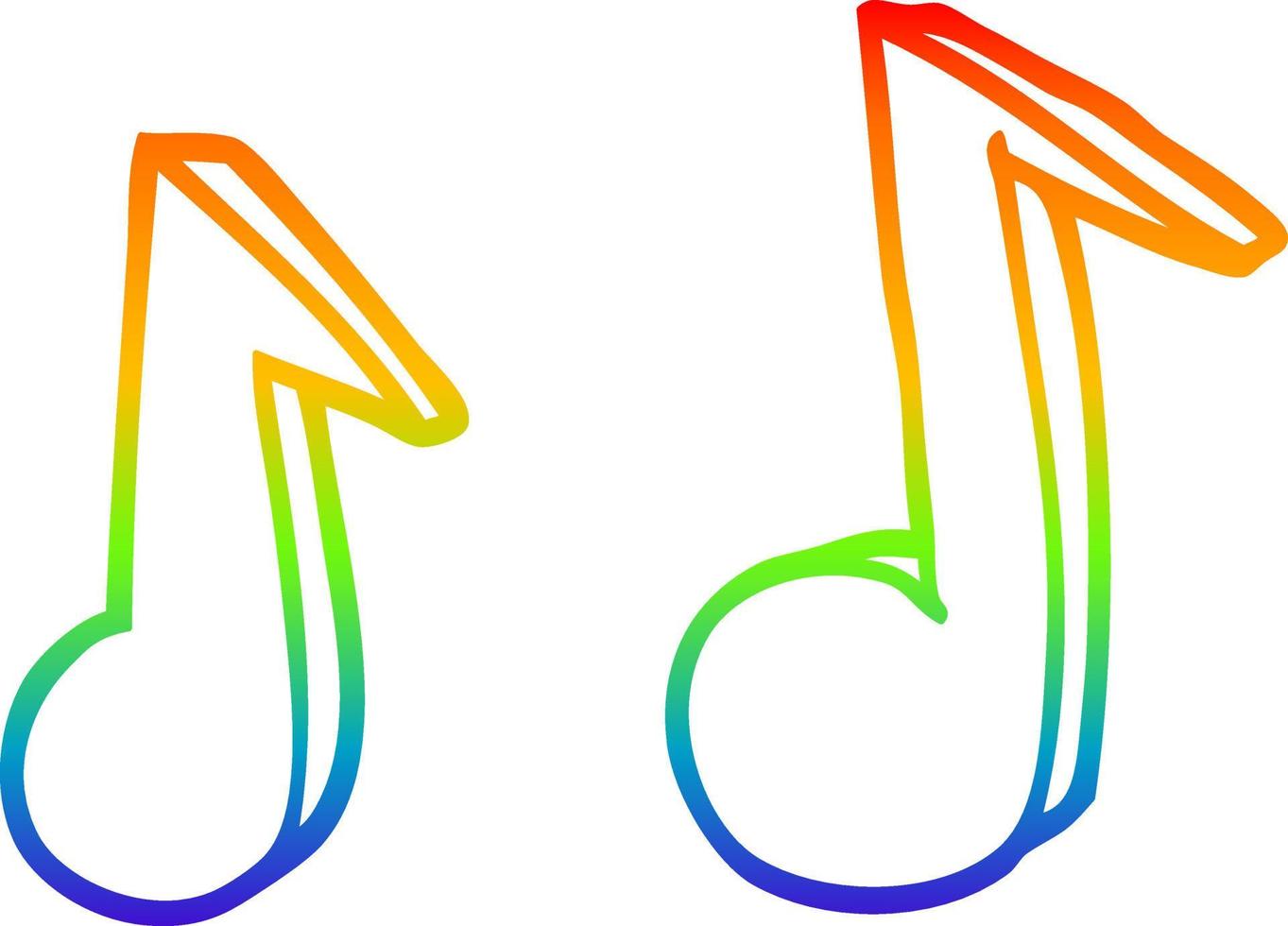Regenbogen-Gradientenlinie, die Cartoon-Musiknoten zeichnet vektor