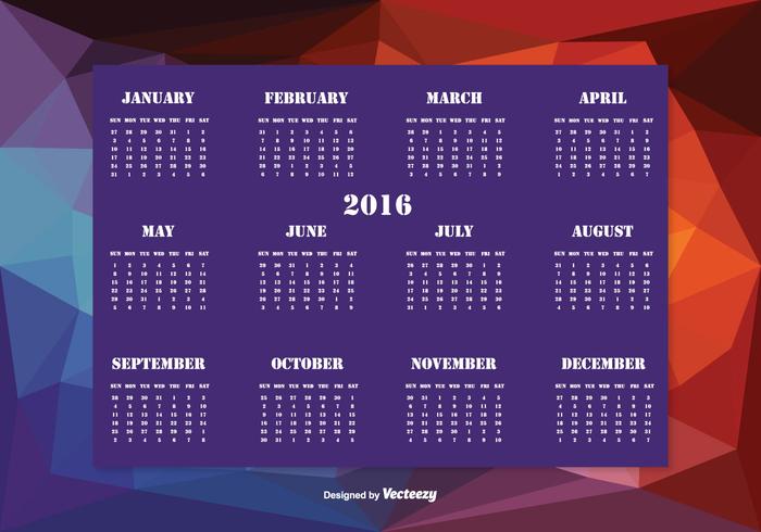 Zusammenfassung 2016 Kalender Illustration vektor