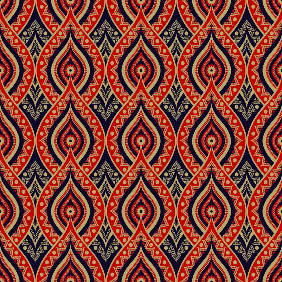 etnisk röd-guld färg indisk blomma stil sömlösa mönster bakgrund. använd för tyg, textil, inredningselement, klädsel, omslag. vektor