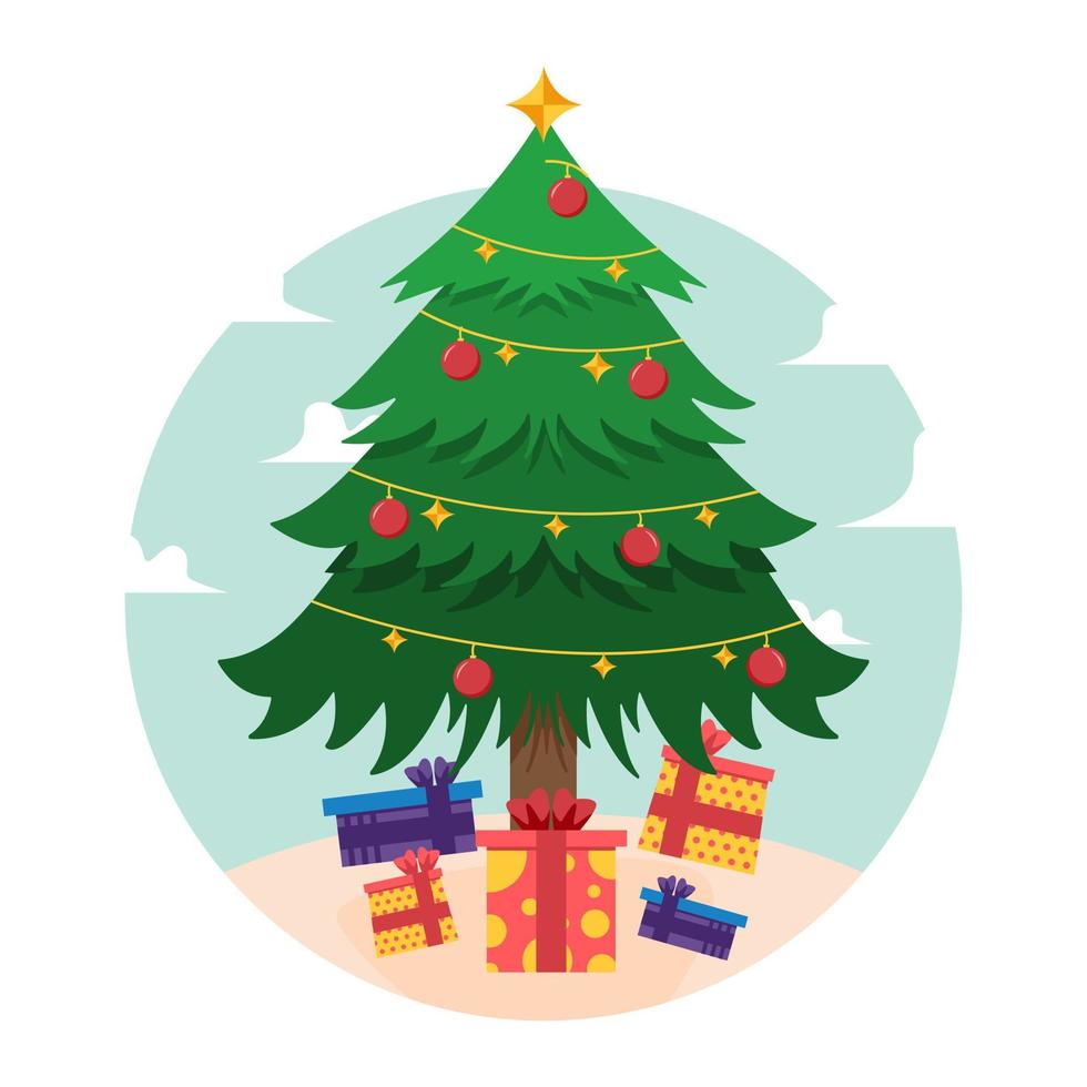 Weihnachtsbaum mit Geschenkboxen Vektorelementdesign vektor