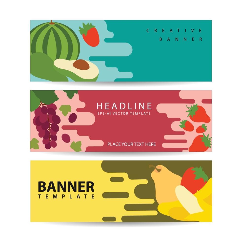 färsk sommar frukt banner set marknaden produkt vektor illustration