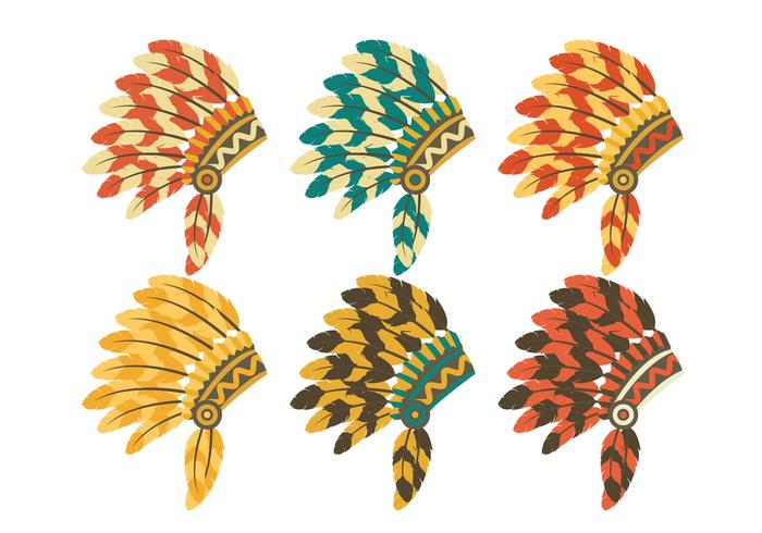 Indian Headdress Set Vektor