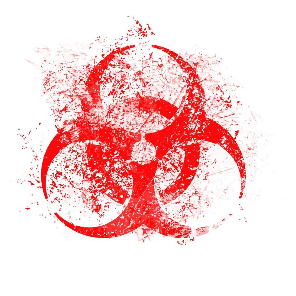 rote Biohazard-Stempelgrunge-Vektorillustration lokalisiert auf weißem Hintergrund vektor
