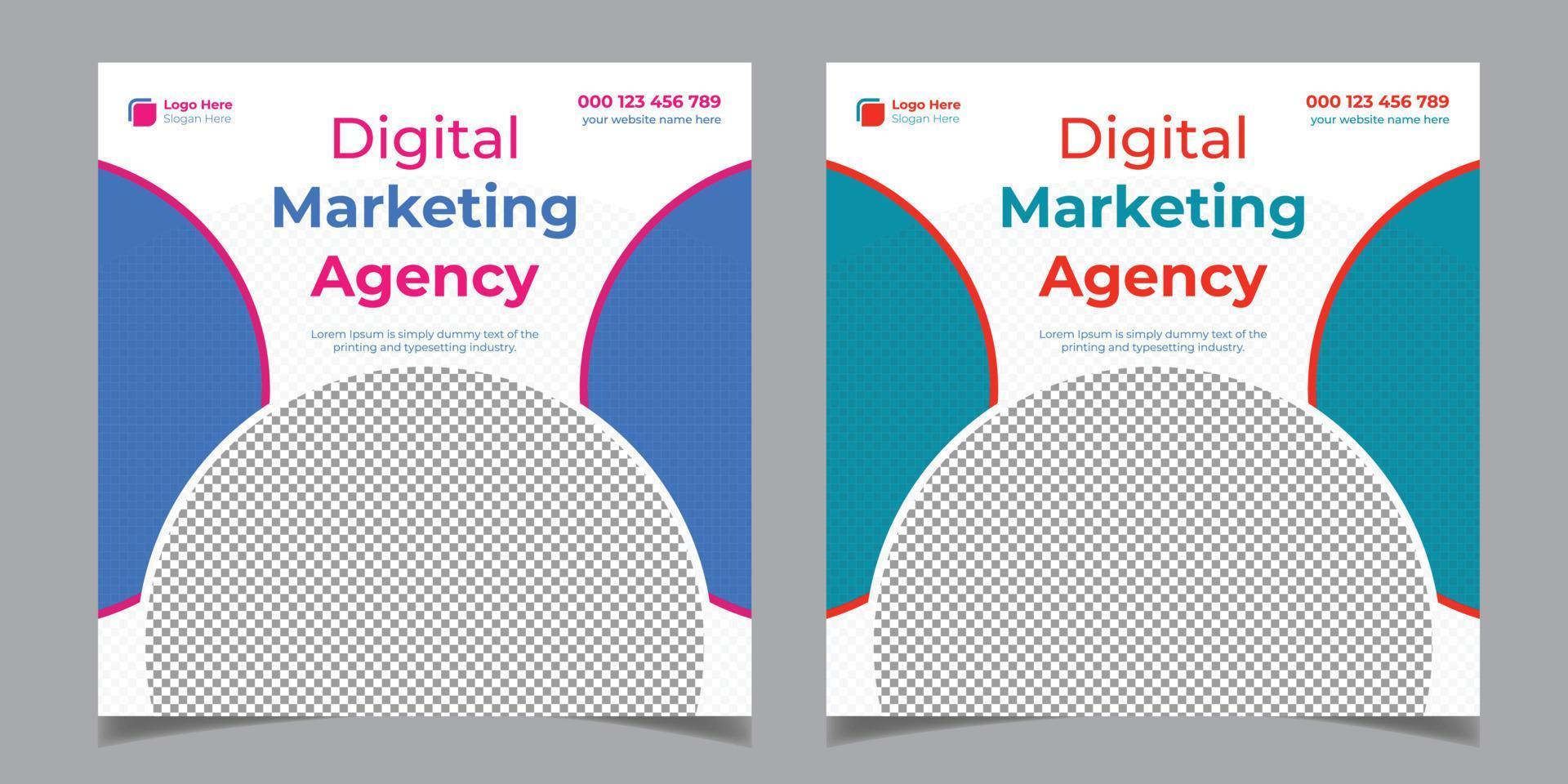 digitale marketingagentur Corporate Business Square Flyer Social Media Post Banner Designvorlage vektor