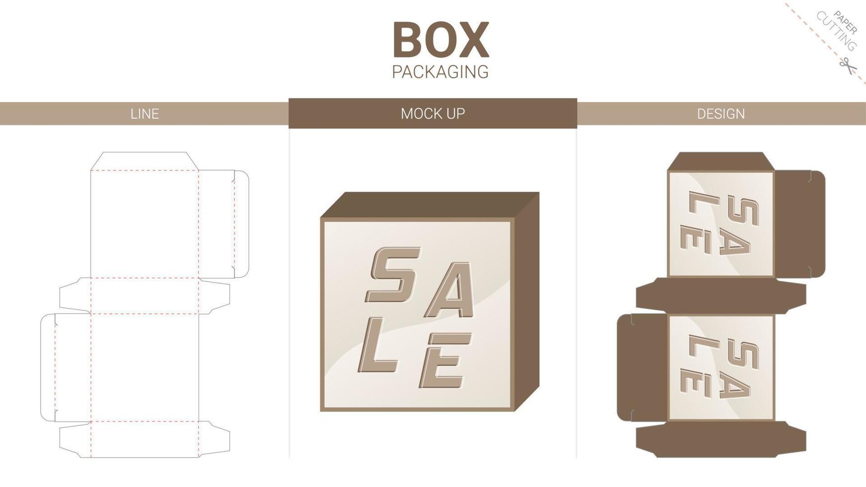 box förpackning och mockup stansad mall vektor