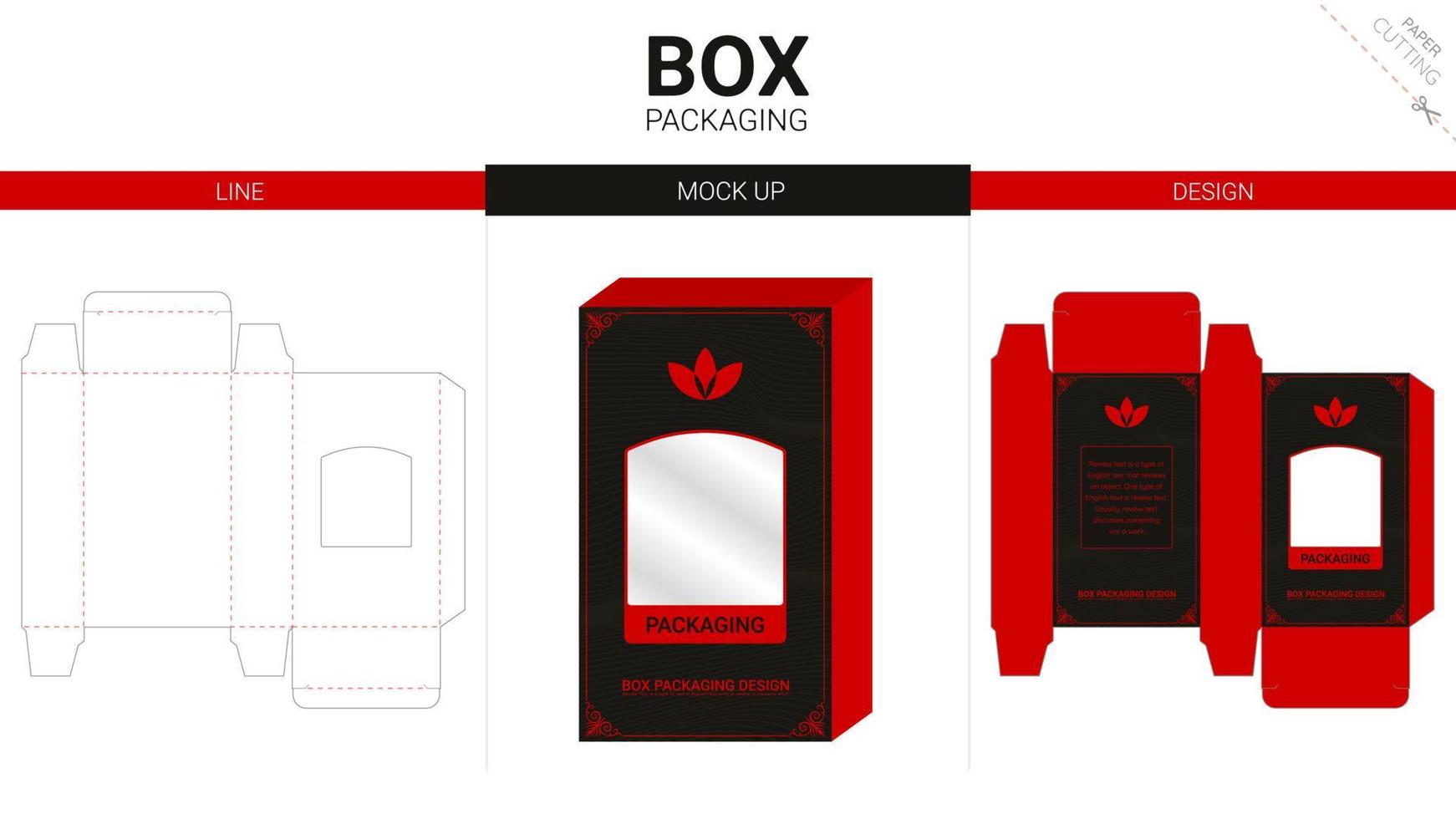 box förpackning och mockup stansad mall vektor