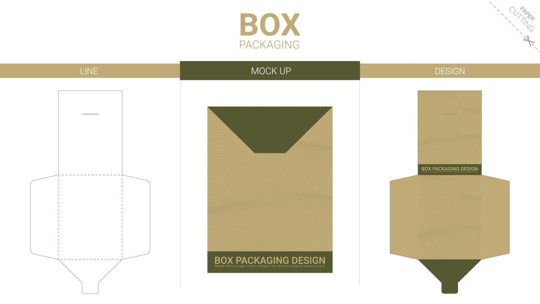 box förpackning och mockup stansad mall vektor