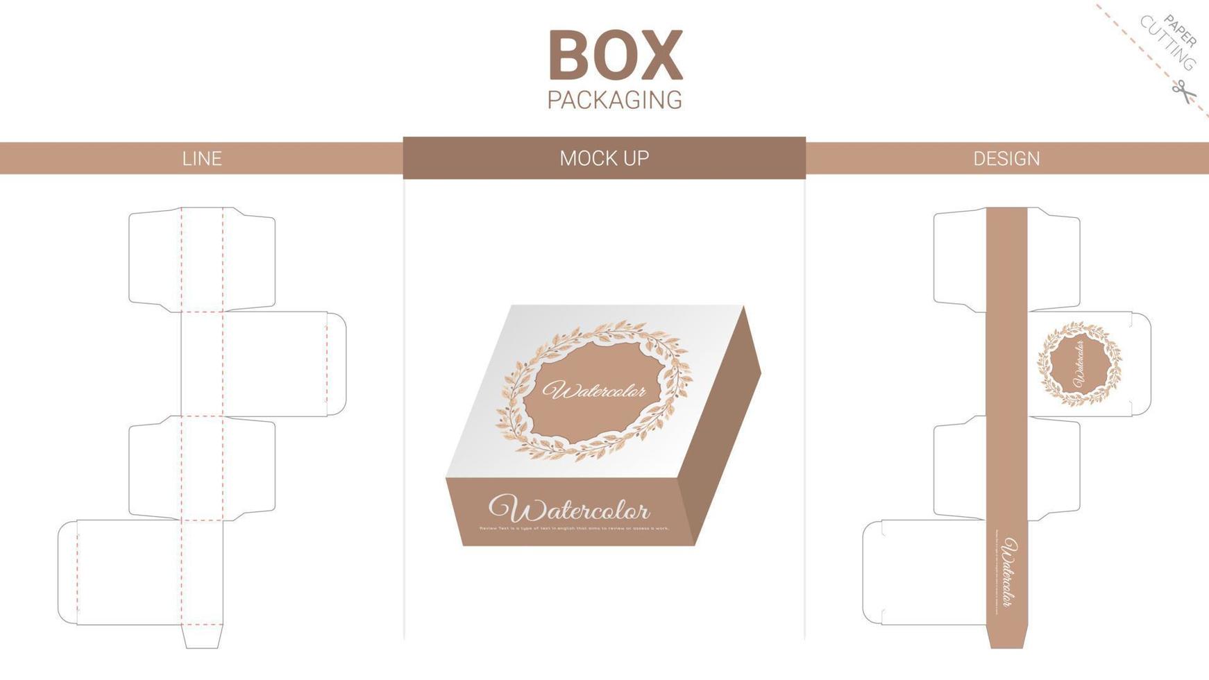 box förpackning och mockup stansad mall vektor