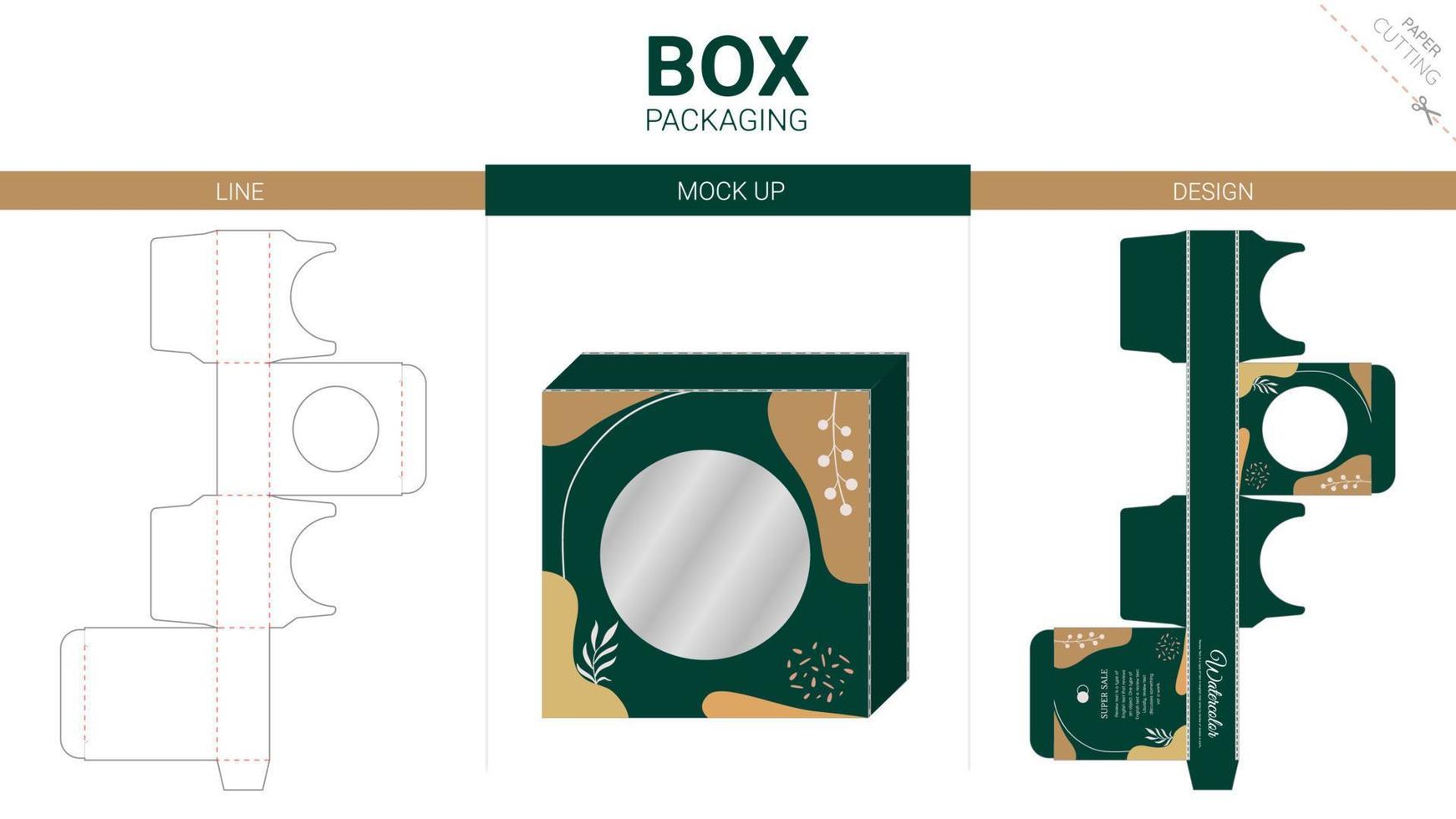 box förpackning och mockup stansad mall vektor