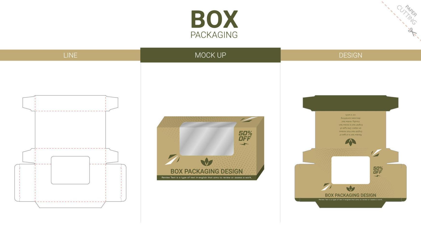 box förpackning och mockup stansad mall vektor