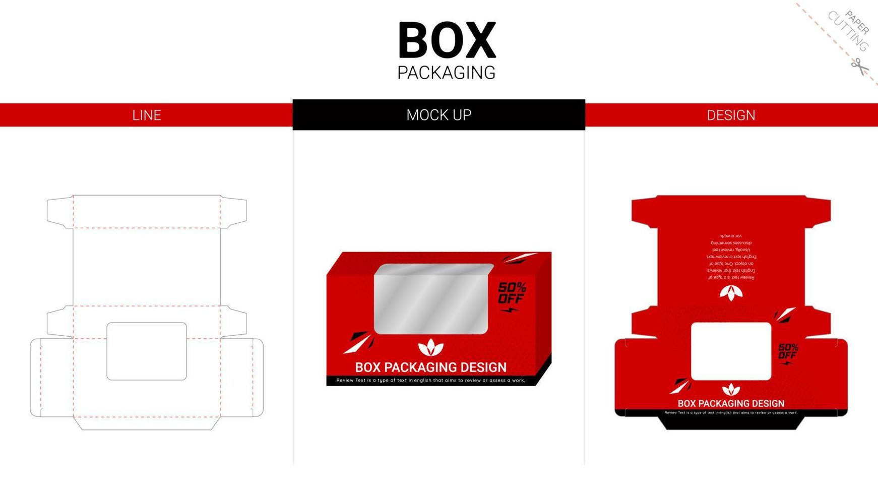 box förpackning och mockup stansad mall vektor