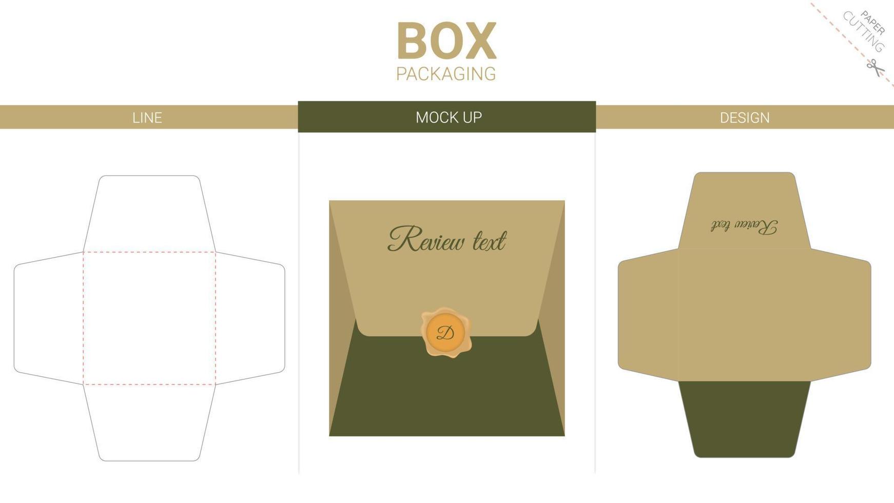 box förpackning och mockup stansad mall vektor