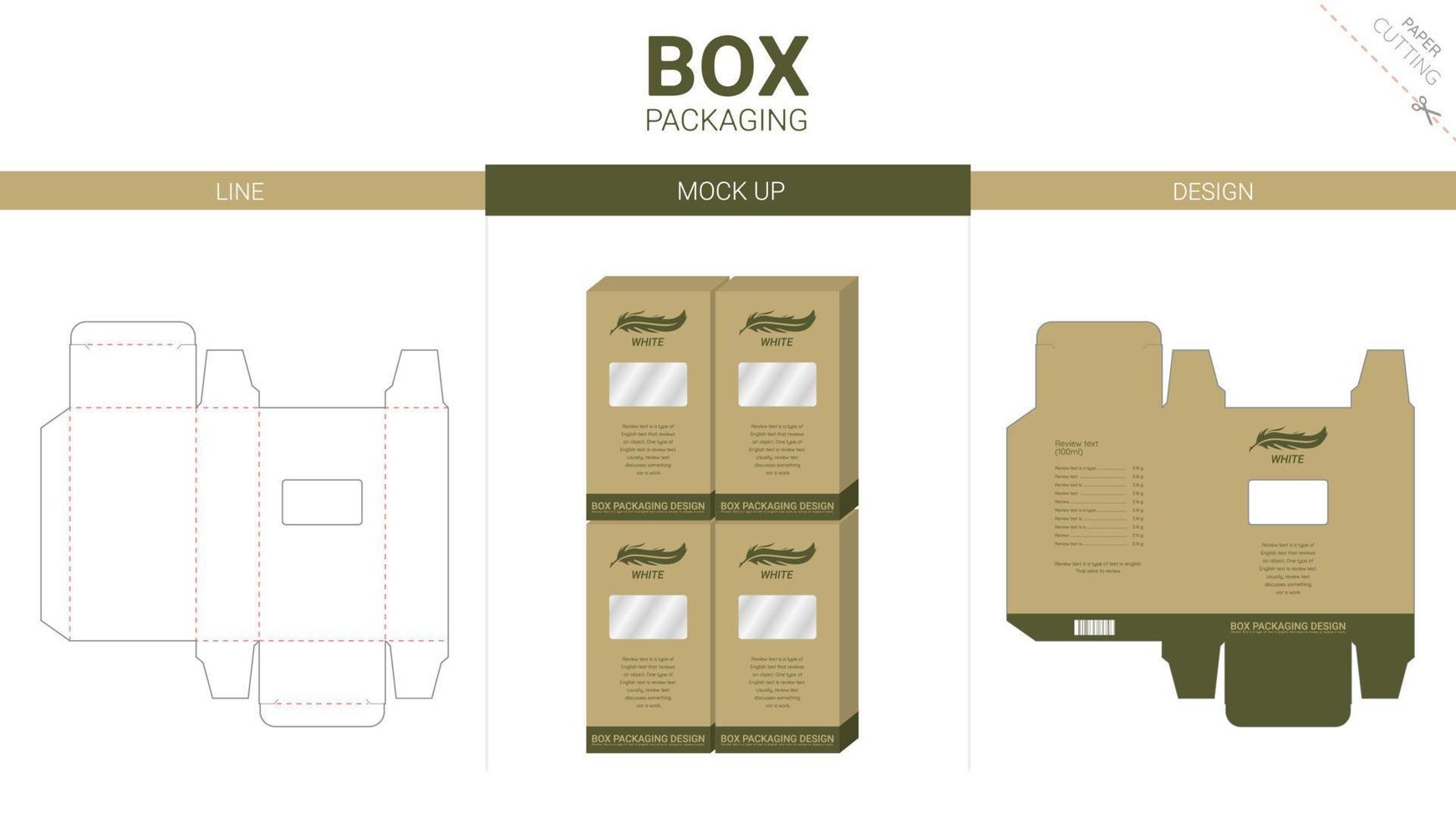 Kartonverpackung und Mockup-Stanzschablone vektor