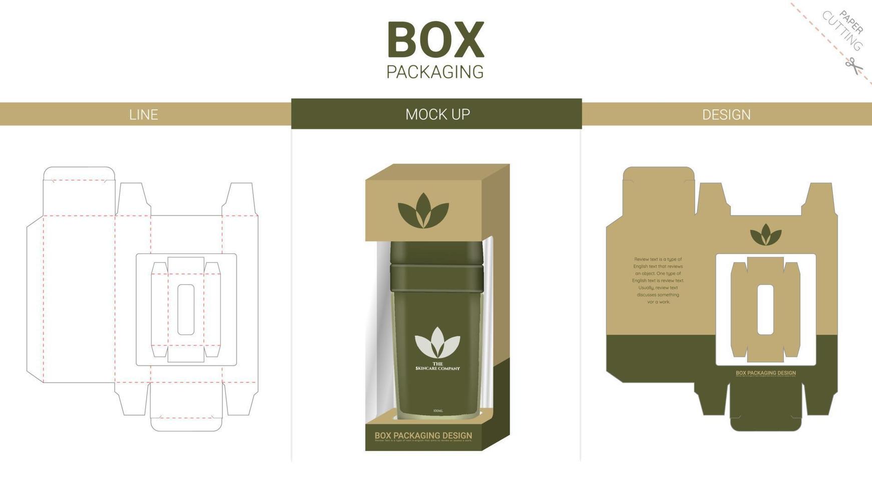 box förpackning och mockup stansad mall vektor