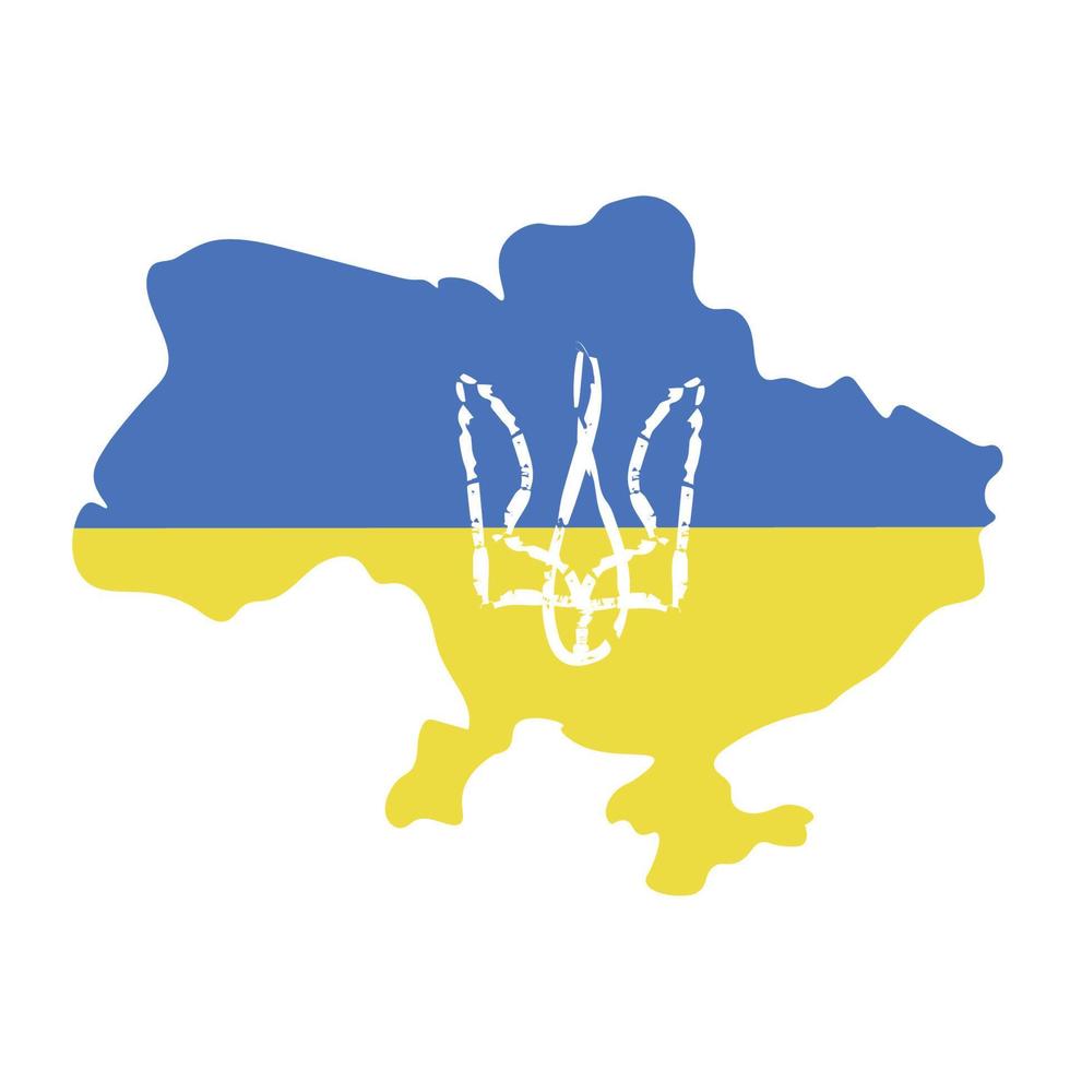 ukrainische Landsilhouette. Farben der ukrainischen Flagge. krise im ukraine-konzept. vektorillustration lokalisiert auf weiß. mit der ukraine stehen vektor