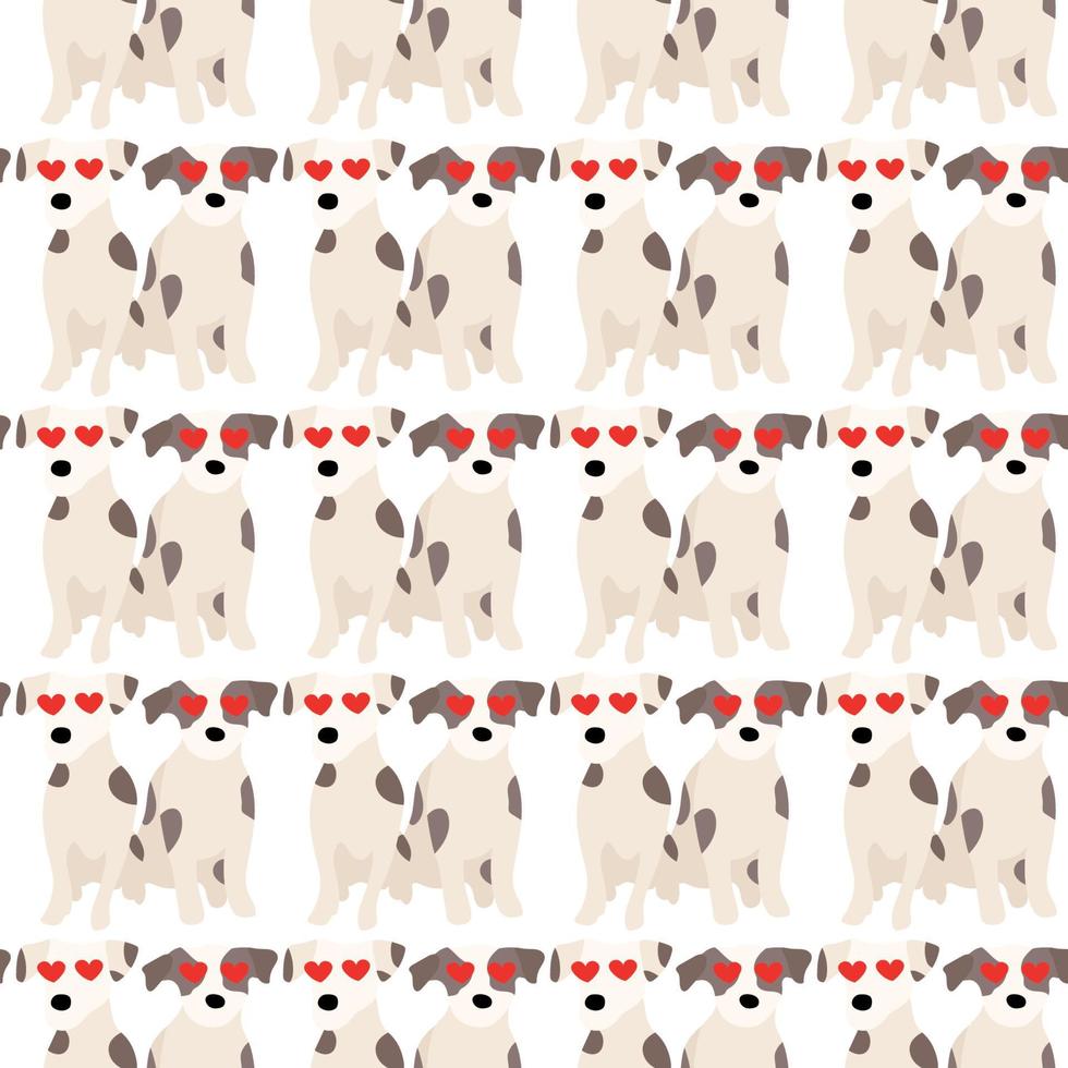 süße hunde jack russell terrier. lustige Tiere. Vektor handgezeichnetes nahtloses Muster. perfekt für baby, kinderbekleidung, druckdesign, textil. weißer Hintergrund.