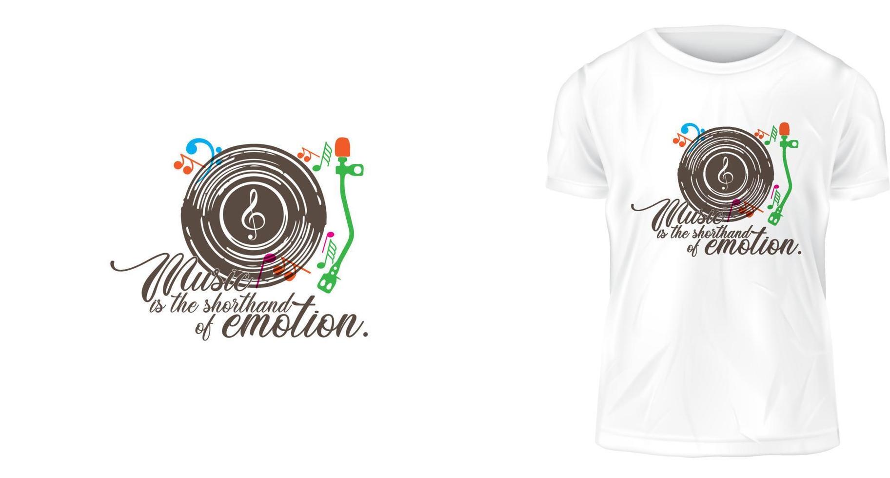 T-Shirt-Konzept ist Musik die Kurzform der Emotion. vektor