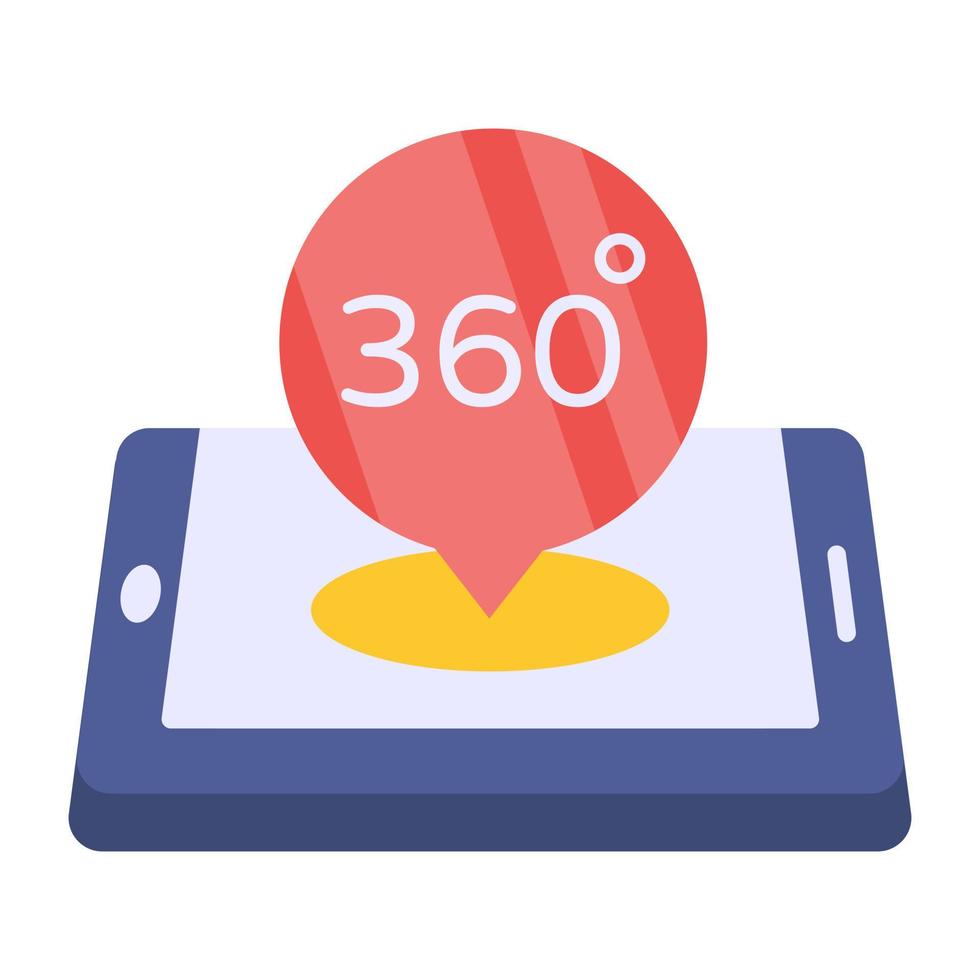 mobiles 360-Grad-Symbol, editierbarer Vektor