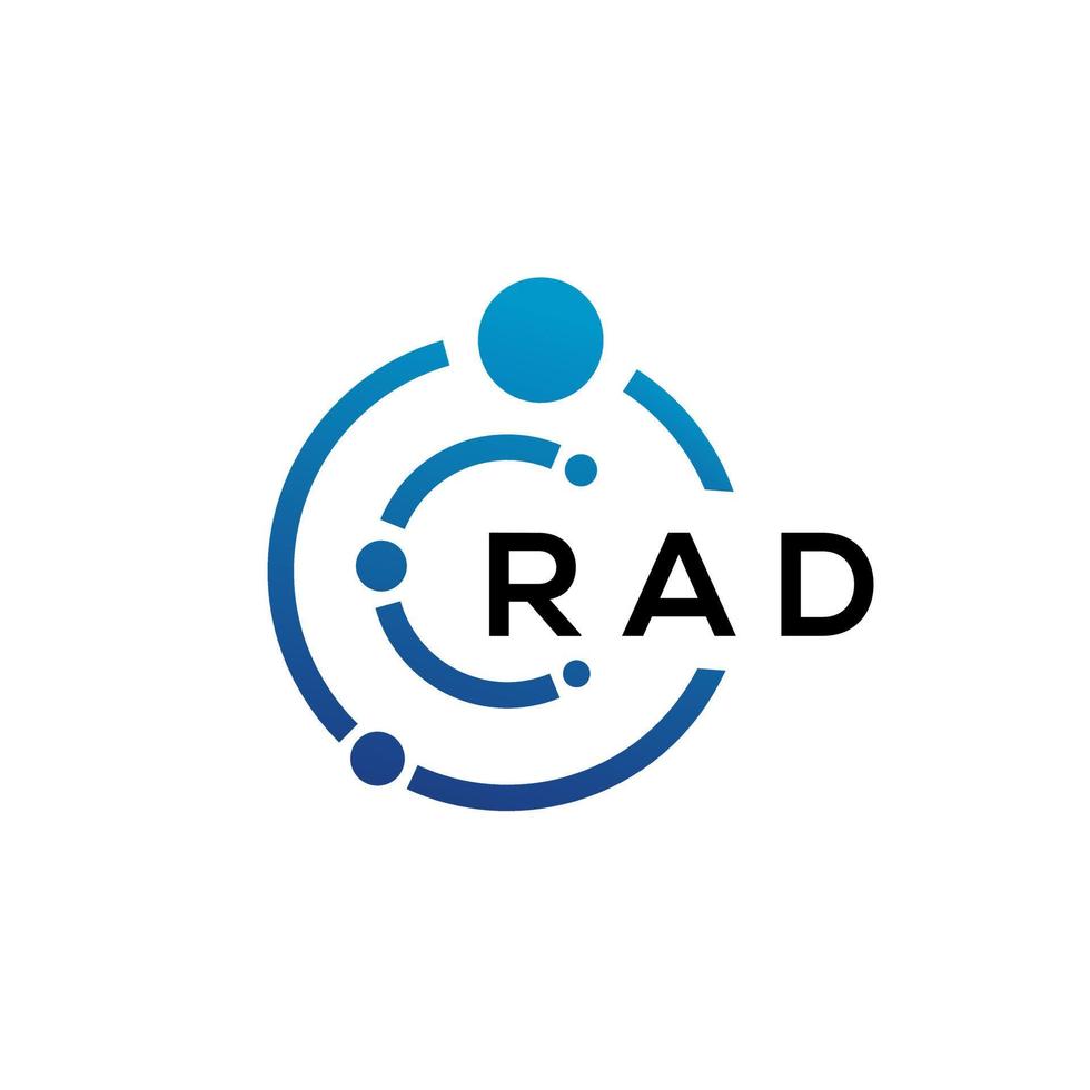 Rad-Buchstaben-Technologie-Logo-Design auf weißem Hintergrund. Rad kreative Initialen schreiben es Logo-Konzept. Rad Briefdesign. vektor