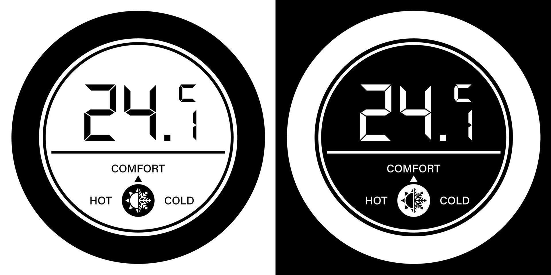 wandmontierter digitaler Controller, Regler zur Fernsteuerung des Klimas im Haus. Teil des Smart-Home-Systems. angenehme Raumtemperatur. Vektor, Symbol vektor