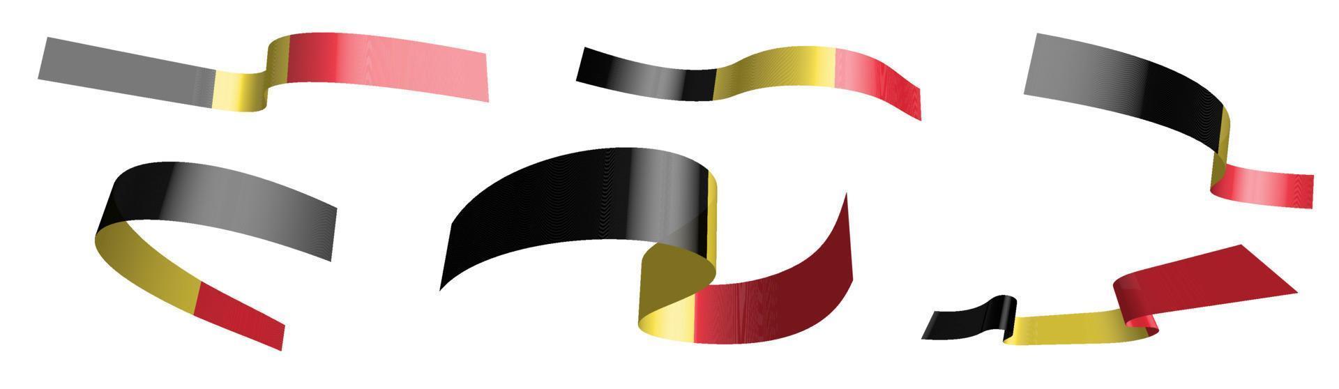satz feiertagsbänder. Flagge von Belgien weht im Wind. Trennung in untere und obere Schicht. Gestaltungselement. Vektor auf weißem Hintergrund