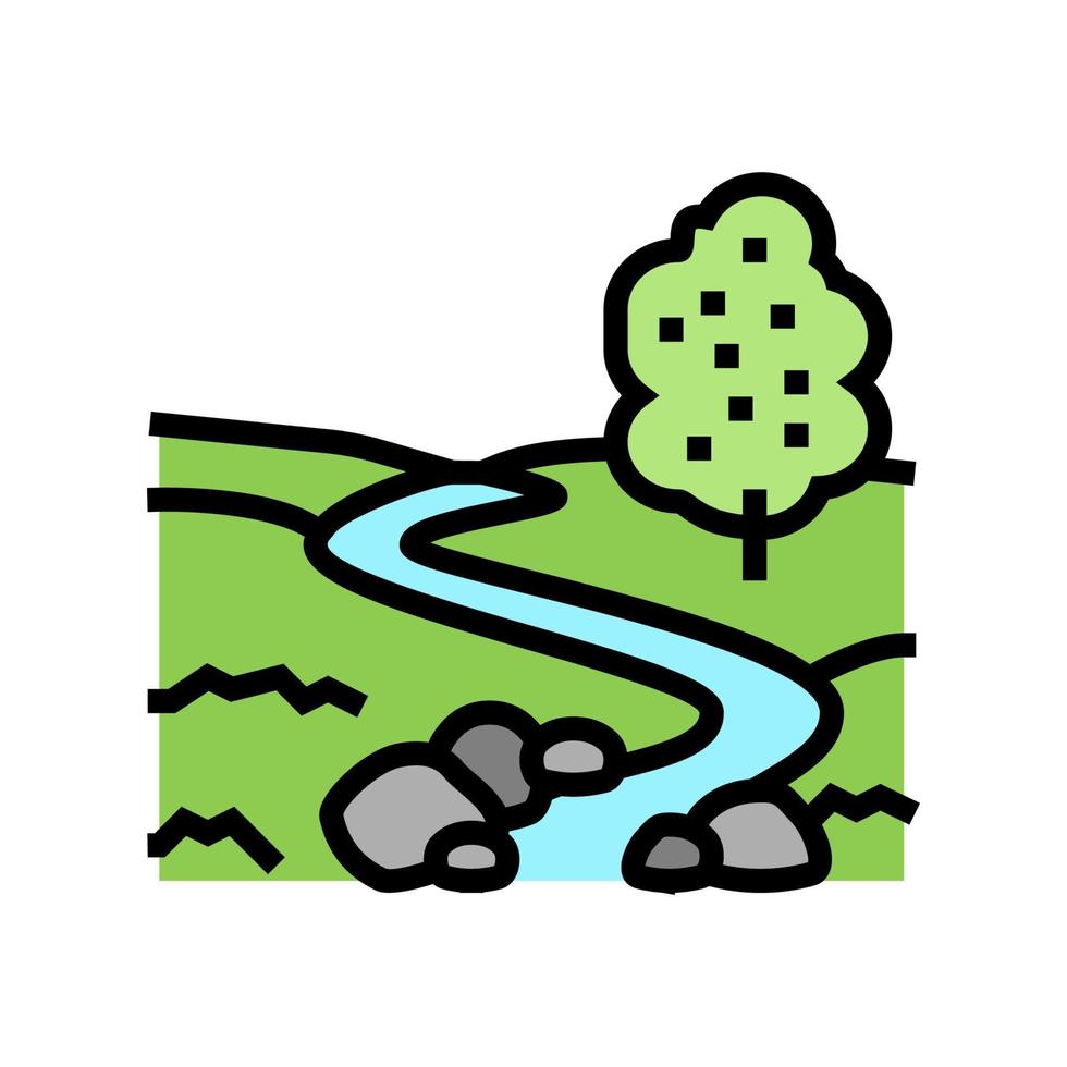 Fluss auf der Wiese Farbe Symbol Vektor Illustration