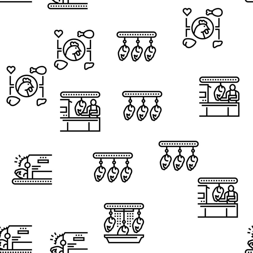 hühnerfleischfabrik vektor nahtloses muster