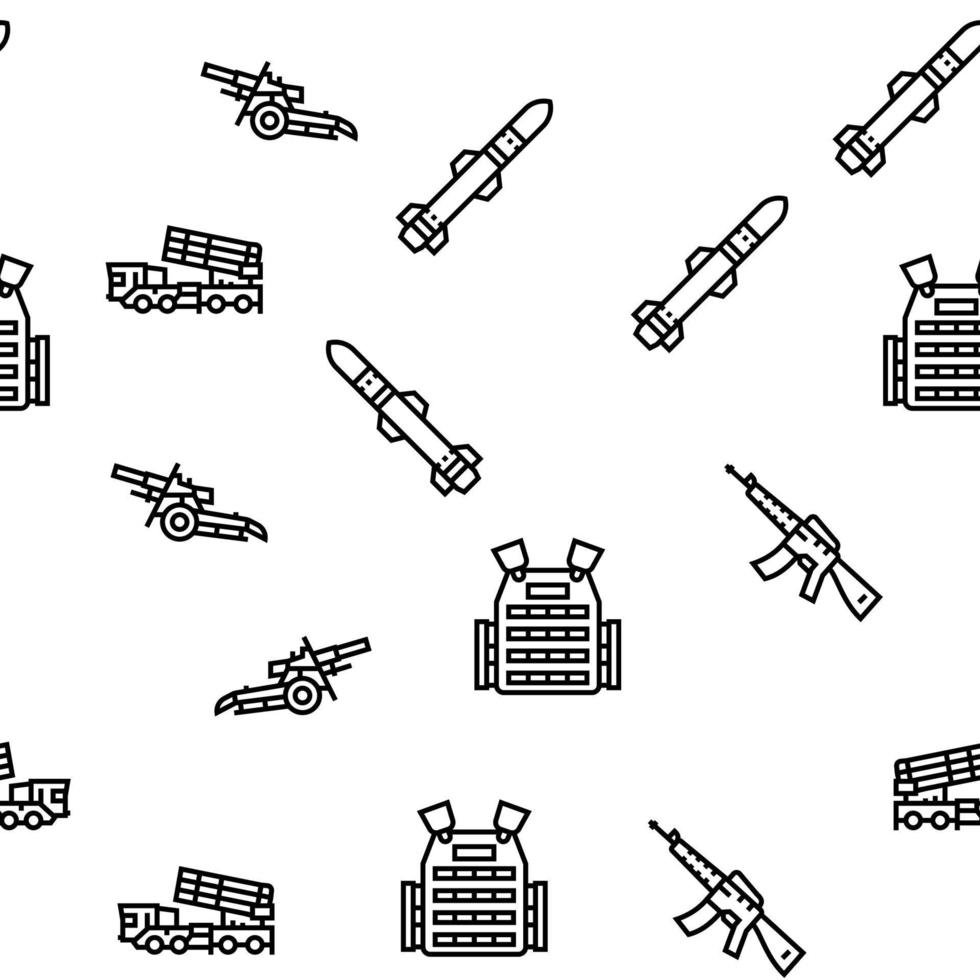 armésoldat och krigsteknik vektor sömlösa mönster