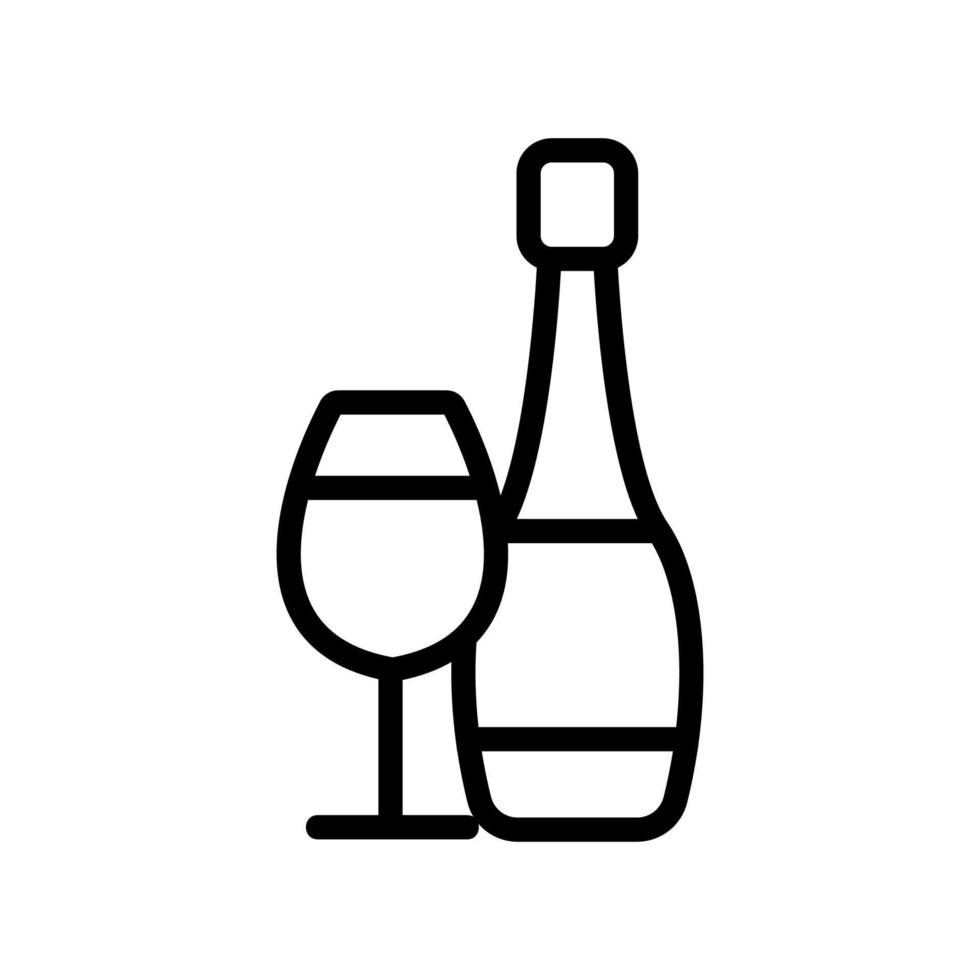 shompanskoe flaska glas ikon vektor kontur illustration