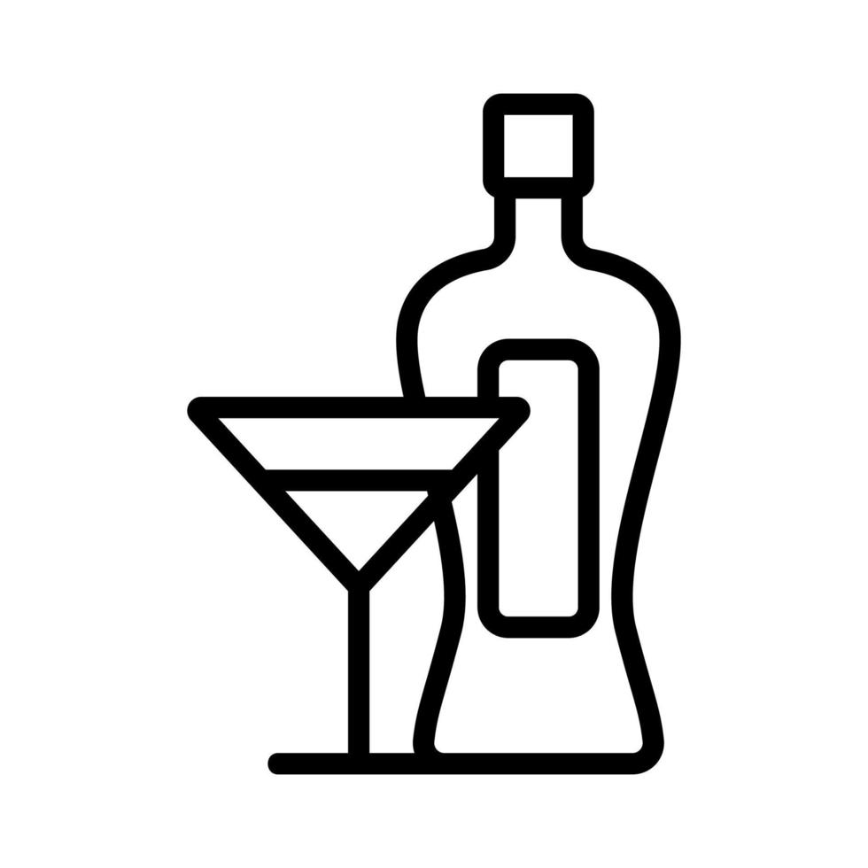 martini flaska glas ikon vektor kontur illustration
