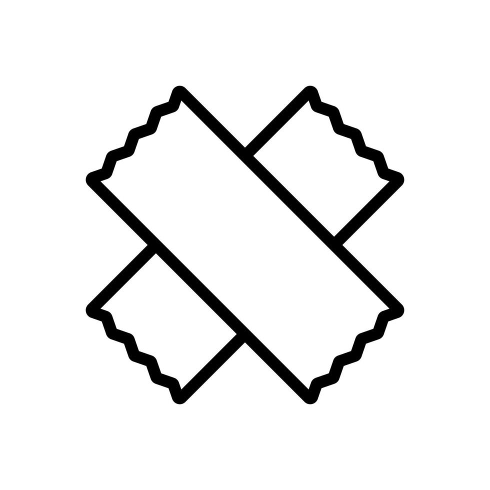 Stücke von Isolierband in Form von Kreuzsymbol-Vektorumrissillustration vektor