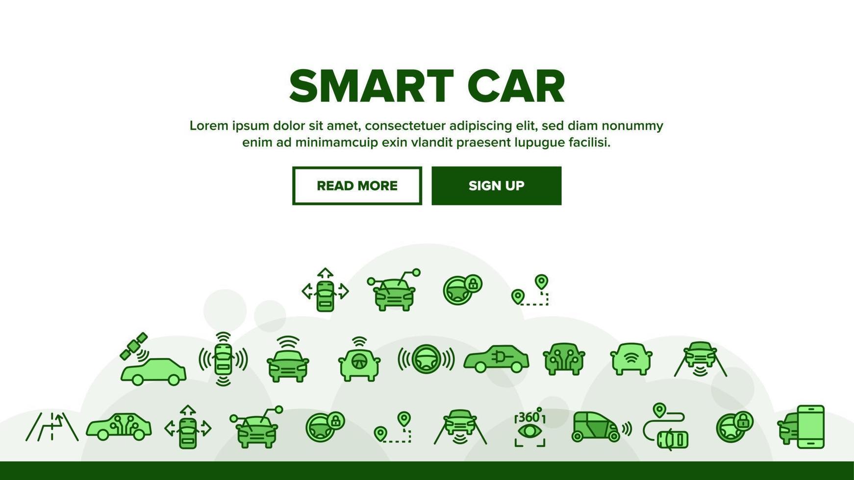 sammlung smart car elements icons set vektor