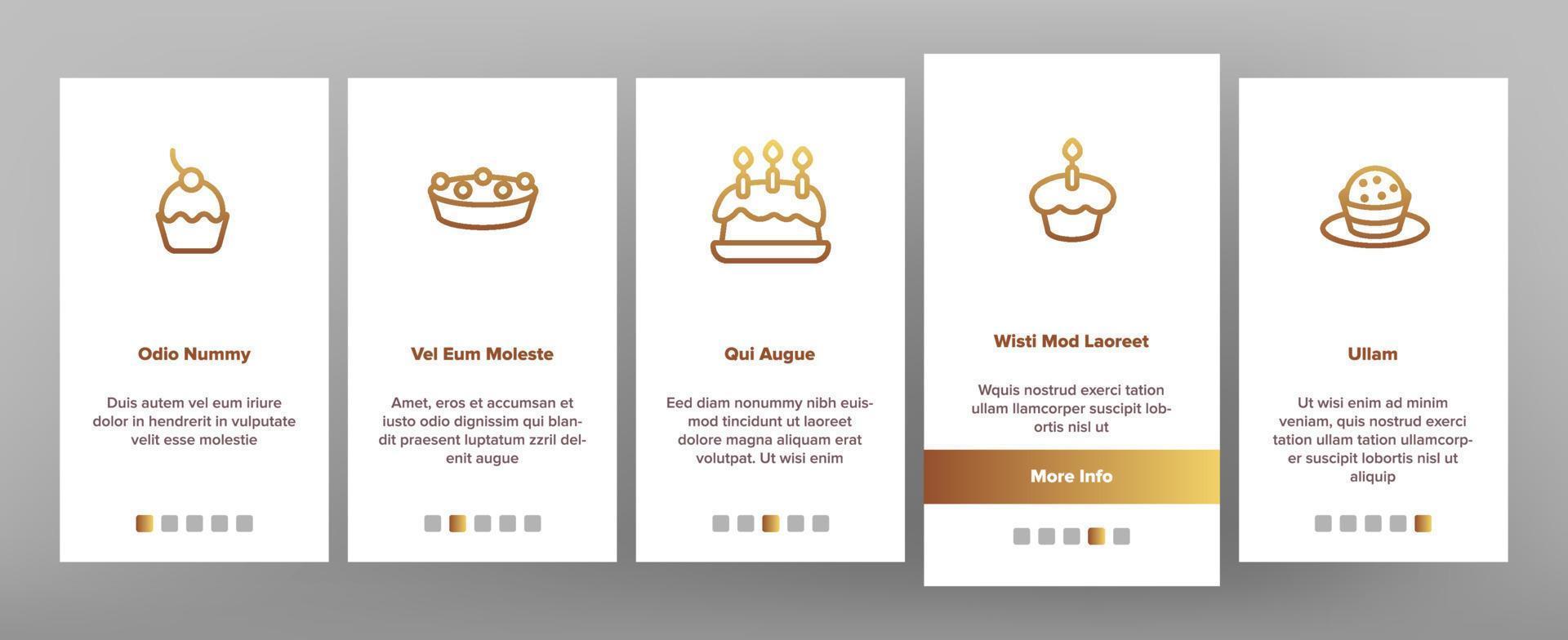 söta cheesecakes, bageri vektor onboarding mobil app sidskärm