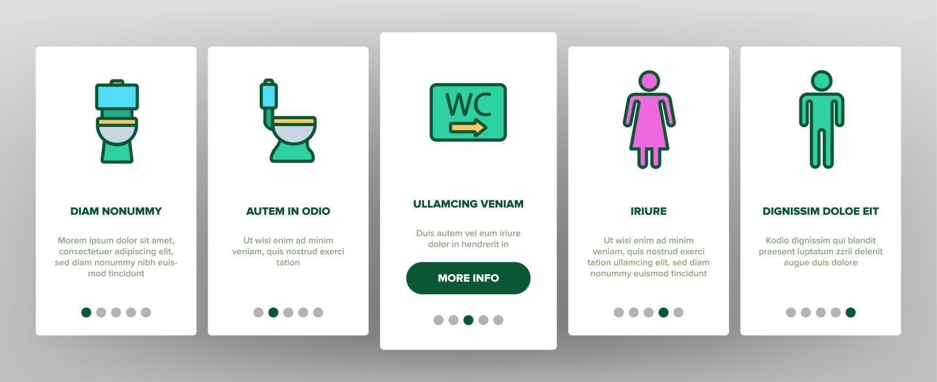 wc, offentligt badrum, toalett vektor onboarding