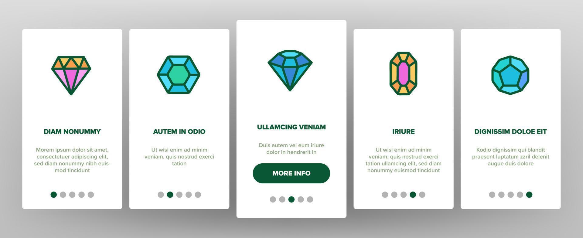 diamanter, ädelstenar vektor onboarding